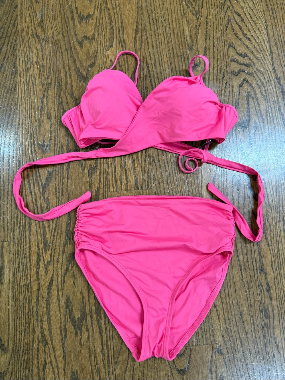 Carmen Marc Valvo Vibrant Pink Wrap Bikini Set